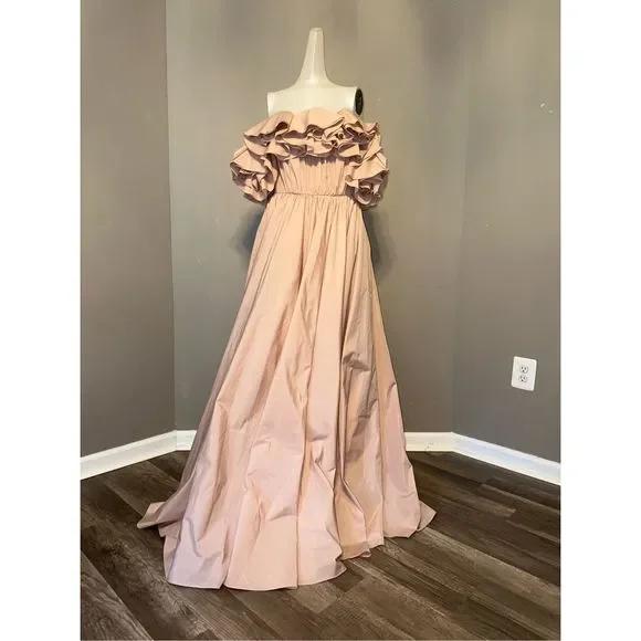 Jason Wu Collection Off-The-Shoulder Ruffle Taffeta Gown - Picture 7 of 13